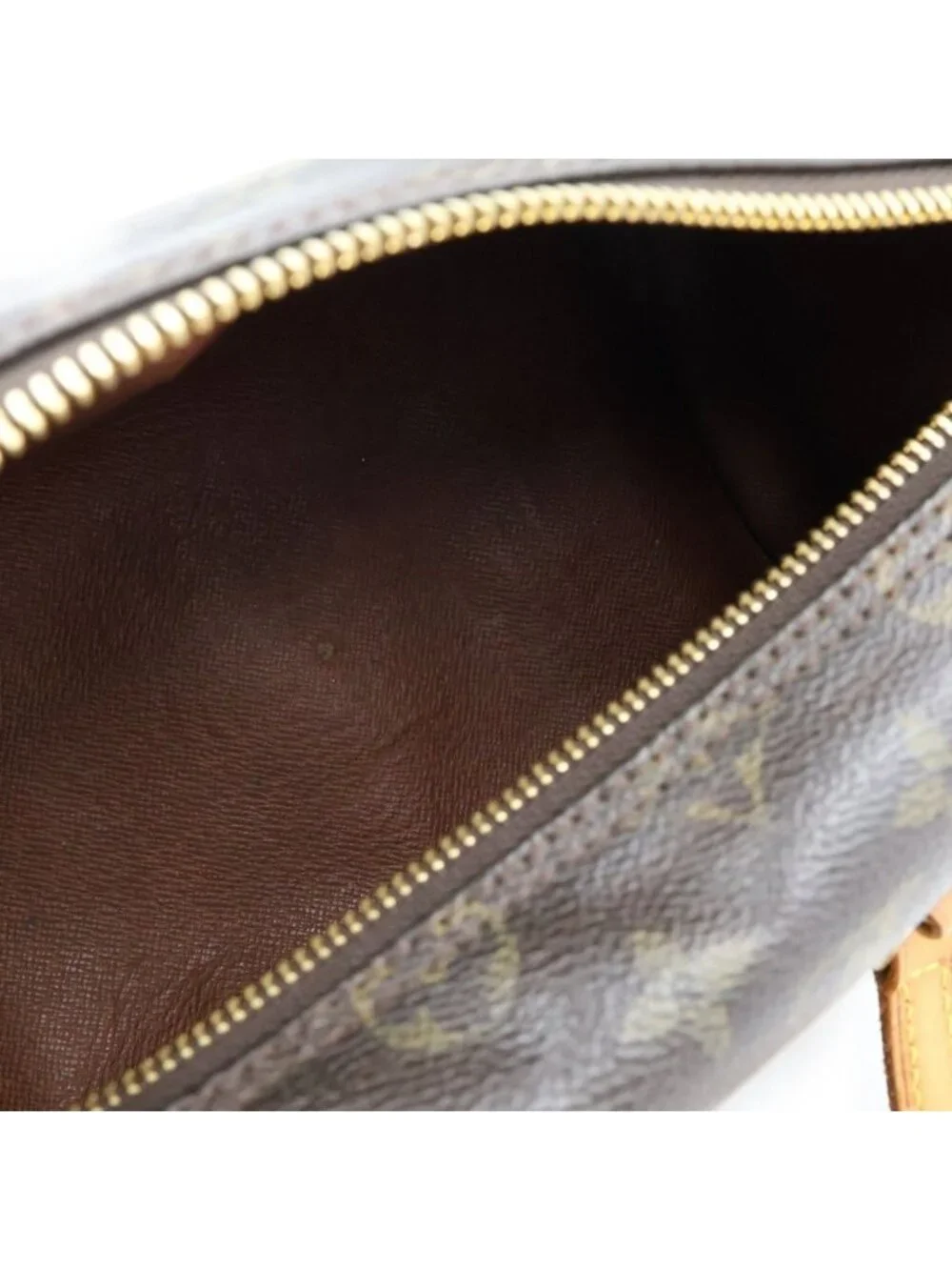 Louis Vuitton Monogram Handbag Brown Leather Gold